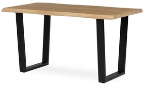 Masă de sufragerie, 140x80x75 cm, blat MDF, decor stejar salbatic, picioare metalice in forma de U
