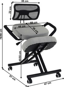 Ergonómikus térdeplőülés, szürkésbarna Taupe/fekete, RUFUS