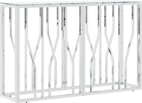 vidaXL ezüstszínű üveg és rozsdamentes acél tálalóasztal 110x30x70 cm