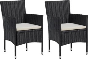 vidaXL 2 db fekete polyrattan kerti szék