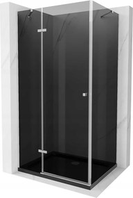 Mexen Roma, zuhanykabin csuklós ajtóval 80 (ajtó) x 120 (fal) cm, 6mm szürke üveg, króm profil + vékony zuhanytálca fekete + króm szifon, 854-080-120…