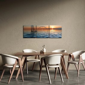 Kép - Vitorlás hajók a tengeren (órával) (90x30 cm)