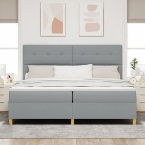 Boxspring Ágy Matrac Világosszürke 200x200 cm Szövet