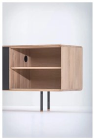 Fekete-natúr színű tölgyfa TV-állvány 180x64 cm Fina – Gazzda