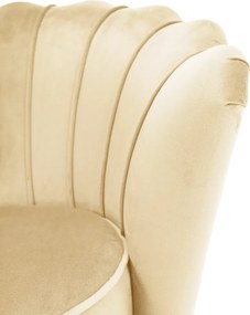 Art-deco stílusú fotel, bézs Velvet szövet/gold arany króm, NOBLEO