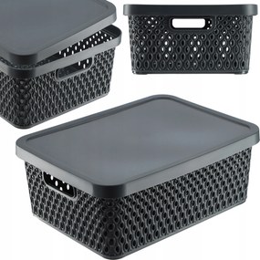 Kosár Fedél Tároló Doboz Rendszerező Doboz 12L Szürke