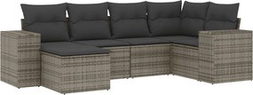vidaXL 6 részes szürke polyrattan kerti ülőgarnitúra párnákkal