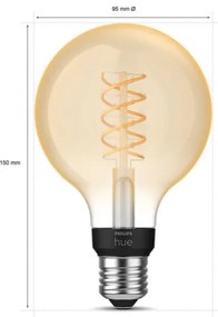 LED Dimmelhető izzó Philips Hue WHITE FILAMENT G93 E27/7,2W/230V 2100K