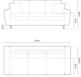Zöld bársony kinyitható tárolóhelyes kanapé 235 cm Kyoto – Cosmopolitan Design