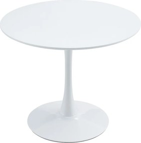 Étkezőasztal, kerek, fehér, matt, átmérő 80 cm, REVENTON NEW