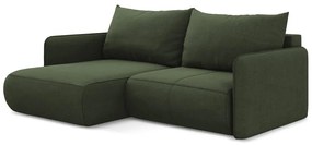 Zöld kinyitható-tárolóhelyes sarokkanapé (bal oldali) Nanea – Makamii