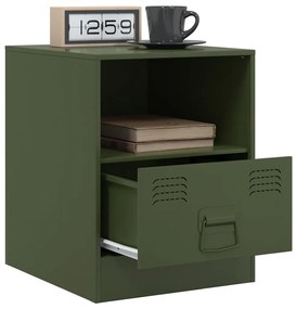 Olívazöld acél éjjeliszekrény 34,5 x 39 x 44 cm