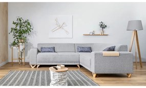 Világosszürke kinyitható-tárolóhelyes sarokkanapé (jobb oldali-L alakú) Classy Sophie – Miuform