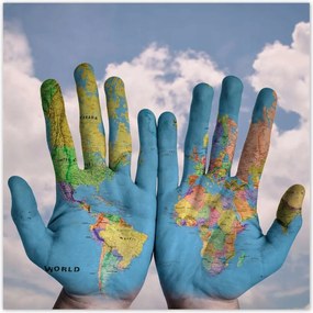 Poszterek 140x140 Világtérkép Világkéz