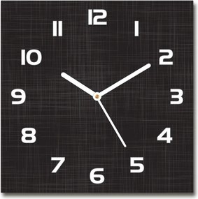 Négyzet alakú üveg falióra lenvászon textúra 30x30 cm