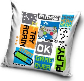 Gamer Try Again párna, díszpárna 40 x 40 cm