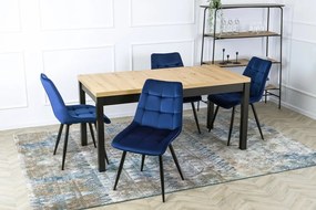 Étkezőszett HUGO asztal 160–230 cm + 4 RIO szék sötétkék