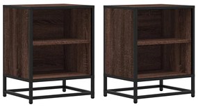 éjjeliszekrények 2 db barna tölgy 40x31x50 cm műfából és fémből