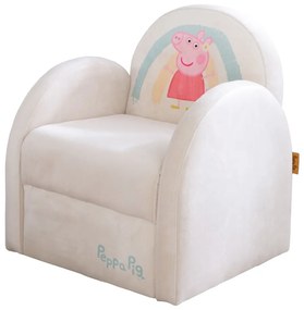 Fehér bársony gyerek fotel Peppa Pig – Roba