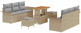 vidaXL Kerti Kanapé Szett párnával 9 pcs Beige és Világosszürke