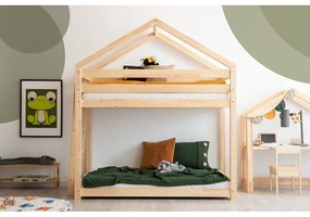 Natúr színű házikó alakú-emeletes borovi fenyő gyerekágy 90x190 cm Mila DMPB – Adeko