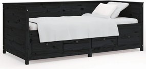 vidaXL fekete tömör fenyőfa kanapéágy 90 x 200 cm