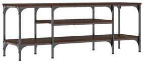 barna tölgyszínű szerelt fa és vas TV-szekrény 121x35x45 cm