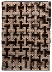Fekete-natúr színű kézi szövésű jutakeverék szőnyeg 200x290 cm Meander Jute – Flair Rugs