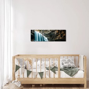 Erdei vízesés képe (órával) (90x30 cm)