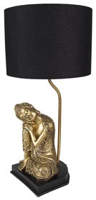 Asztali lámpa arany Buddha szoborral fekete burával 54 cm