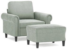 vidaXL világosszürke bársony kanapéfotel lábtartóval 60 cm