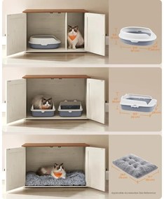 Feandrea macskaalom-bútor elrejtett kialakítással, 80 × 53 × 50 cm, barna és fehér színben