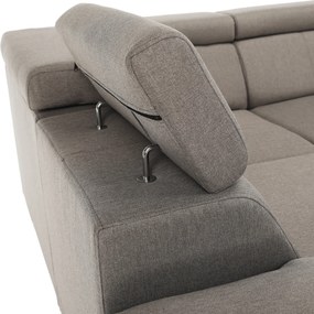 Ülőgarnitúra, szürkésbarna Taupe, jobbos kivitelezés, SEGORIA ROH U