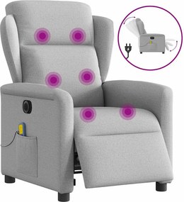 vidaXL felhőszürke szövet dönthető elektromos masszázsfotel
