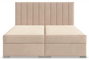 Agen ágy, bársony, 160 x 200, ágyneműtartóval, bézs