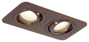Lekerekített süllyesztett spotlámpa sötét bronz GU10 50mm forgatható és dönthető IP44 2-lámpás - Alberto