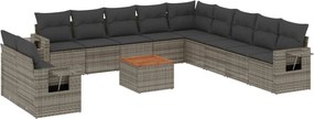vidaXL 12 részes szürke polyrattan kerti ülőgarnitúra párnákkal