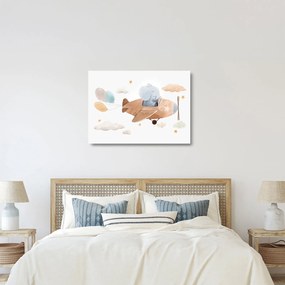 Üveg kép - Akvarell elefánt egy repülőgépen (70x50 cm)
