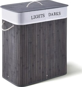 Bambusz szennyestartó 2 rekesszel 100 L szürke