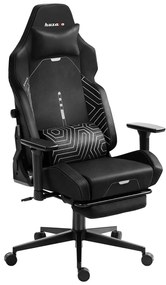 Gamer szék, lábtartóval prémium Black Noir