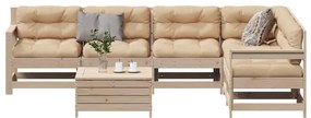 vidaXL 7 részes tömör fenyőfa kerti ülőgarnitúra párnával