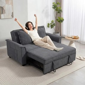HOMCOM Futon kanapéágy, állítható háttámlával, 2 személyes, 2 párnával, sötétszürke
