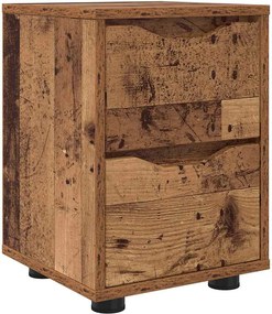 vidaXL Éjjeli asztal fiókkal Öreg fa 30,5 x 30 x 43 cm Faanyag