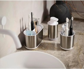 Ezüstszínű rozsdamentes acél fogkefetartó állvány Duo Steel – Joseph Joseph