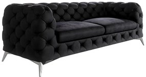 Fekete bársony kanapé 225 cm Chelsea – Ropez