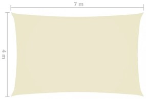 krémszínű téglalap alakú oxford-szövet napvitorla 4 x 7 m