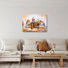 Kép - Festett városi emlékmű (üvegen) (70x50 cm)