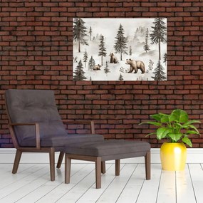 Kép - Erdő medvékkel (90x60 cm)
