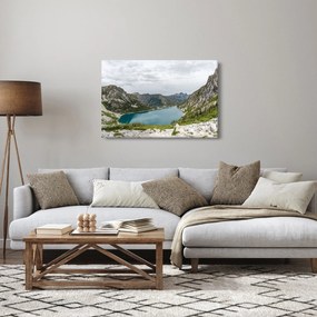 A hegyekben lévő tó képe (90x60 cm)