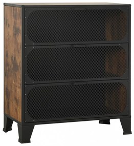 2 db rusztikus barna fém és MDF tárolószekrény 72 x 36 x 82 cm